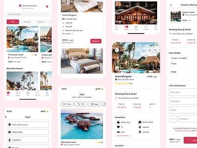 Hotel booking app animation branding design graphic design illustration typography ui