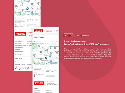 Velux Find a Dealer App Mobile app design minimal mobile typography ui ux web