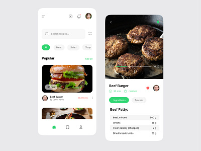 Recipe App app app concept app design design food app minimal mobile design recipe app ui ui design ux