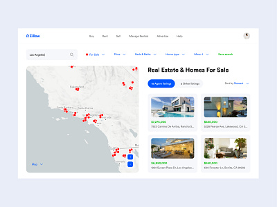 Zillow Redesign design interface design minimal ui design uiux user interface web design website design zillow