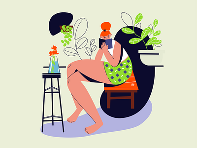 Girl with a book design digital art graphic design illustration minimalistic illustration