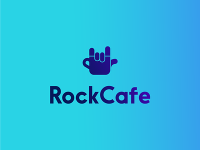 Rock Cafe cafe cap clever coffee fingers gradient hand logo modern rock smart