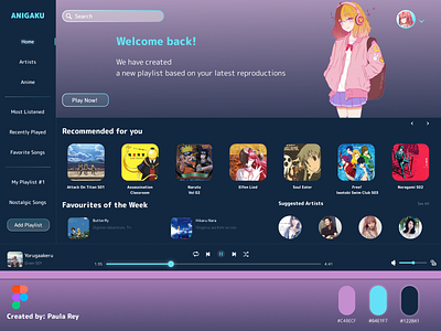 Anime music | UI app appdesign design figma graphic design ui ui design