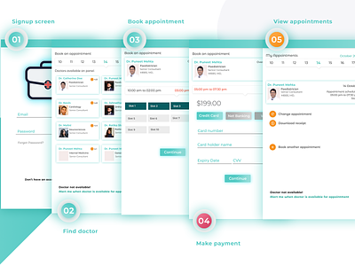 Concept doctor appointment app android app clean design ios payment payment screeen sign up ui user design ux