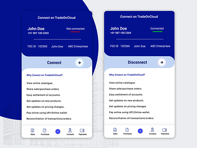 Connect/Disconnect android app design app ui clean design connection finance app invite ios ui