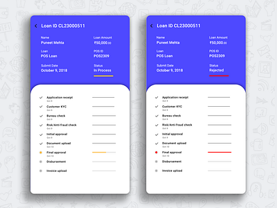 Loan application tracking android app design app ui application tracking clean app design ios loan application loan origination system pos loan ui