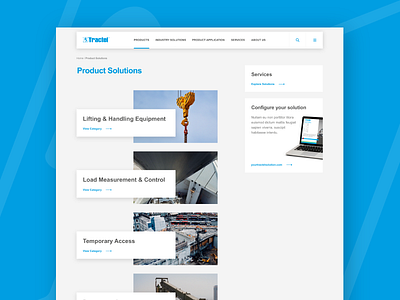 Tractel – Product solution page adobe xd digital design ui design ux design website design