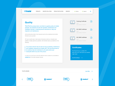 Tractel – Quality page adobe xd digital design ui design ux design website design