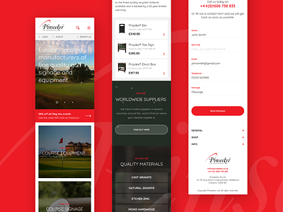 Pinseeker mobile website adobe xd ecommerce golf golf course graphic design mobile ui website website concept