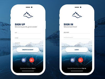 Daily UI challenge #003 - Sign Up Screen daily ui mountain sign in sign up