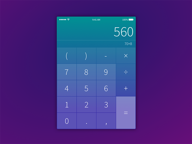 Daily UI challenge #005 - Calculator by Yasmin Lima on Dribbble