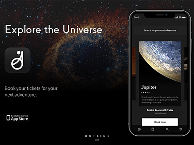 Outside. Explore the Universe dark travel ui ux universe