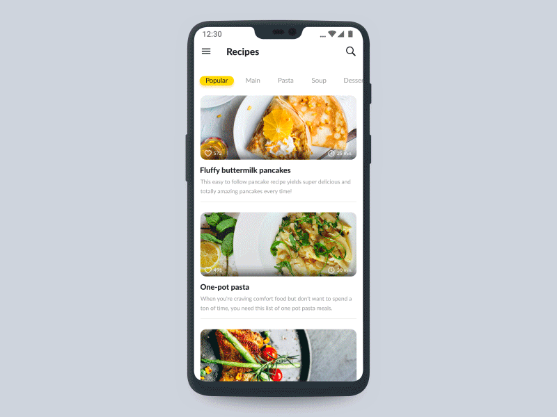 Animation for Recipes App after effects animation cooking dishes expand food interaction material design motion oneplus recipe tabs