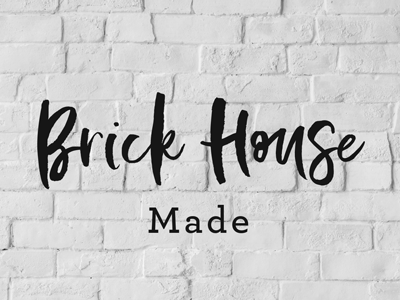 Brick House Made Logo Concept logo script font simple white brick