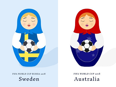 Sweden v. Australia australia branding challenge design doll flat illustration international international womens day russian russian doll soccer soccer ball sweden swedish thunderdome ui vector world cup world cup 2018