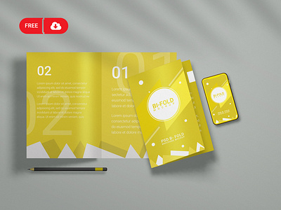 Download free bi-fold brochure mockup