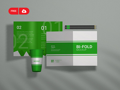 Download free bi-fold brochure mockup