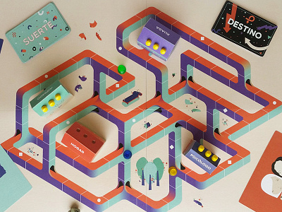 Maze - Board game board boardgame character characters colors game geometric illustration isometric maze puzzle