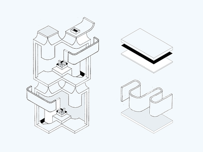 White is also a color - Details architecture book building geometry graphic gray grid hand draw imposible isometric structure white