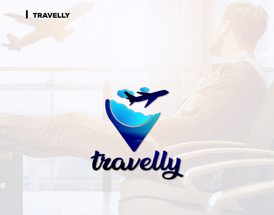 Tavelly agency airplane branding clean creative design flight gradient graphic design icon illustration logo minimal simple tour travel trip ui unique vector