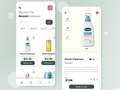 Beauty Product mobile app UI