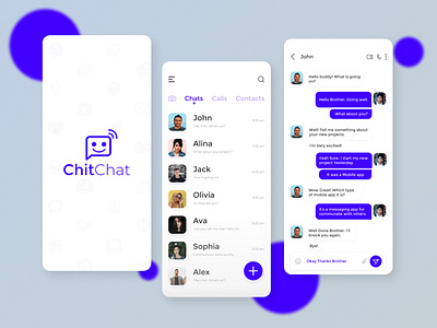 ChitChat mobile app brand branding chat mobile app chatting app chitchat clean creative design illustration mdgrpias message app messaging minimal mobile app social network trending ui unique user interface ux