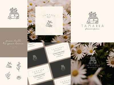 Tamarra Flower Farm Branding Design Kit bloom logo bohemian logo boho logo botanical logo branding branding kit cosmetic logo feminine logo floral logo florist logo flower farm logo flower illustration flower logo hand drawn flower hand drawn logo logo nature logo wild flower logo