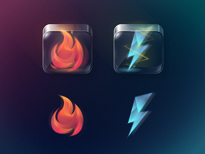 Icon fire/lightning cartoon fire flash icon lightning tolstovbrand vector