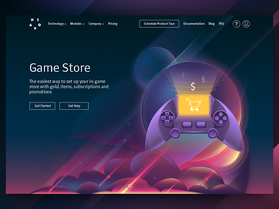 Illustration for corporate website (Game Store) cartoon game store illustration space tolstovbrand vector web design xsolla