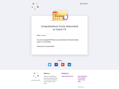 Subscription email template 1 - xsolla