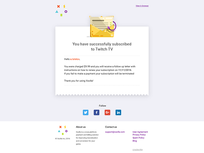 Subscription email template 2 - xsolla