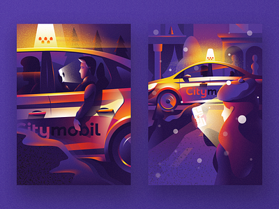 Illustrations for Citymobil cartoon citymobil illustration posters taxi tolstovbrand vector