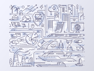 Illustration - digital economy analytical center digital economy icon illustration outline tolstovbrand vector
