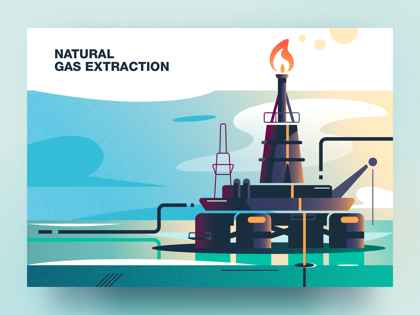 Natural Gas Extraction. Семья и нефть рисунок.