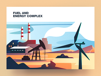 Fuel and energy complex analytical center cartoon energy complex fuel illustration tolstovbrand vector