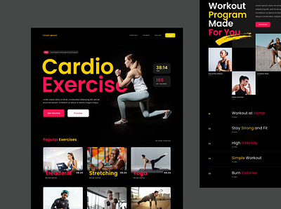 Fitness Web Design dark theme fitness landing page design web design website redesign