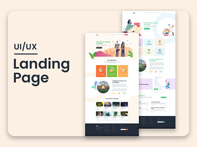 Educational Landing Page clean design education fullwebsite illustration landing page landing page design latesttrend logo minimal simple design ui ux web design website