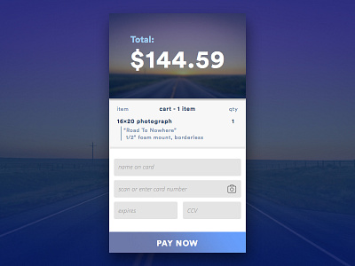 Credit Card Checkout Form 002 dailyui gradient mobile photography ui ux