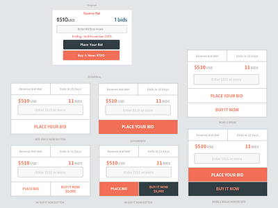 Bidding Card - UX Mockup auction bidding domains ui design ux design web design