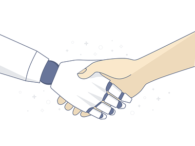 Bot Handshake - Illustration bots handshake human illustration robot sketch vector