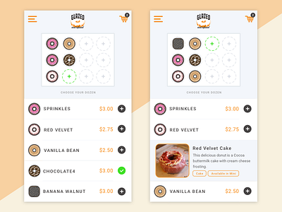 Glazed and Infused Mobile App - Case Study checkout design donut glazed and infused icons illustration mobile ordering ui ux
