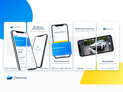 Clearcover - Mobile Application App Store Assets android app card design insurance insurance app insurance company ios mobile payment preview product design store ui ui design ux ux design