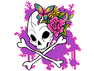 Technicolor Skull dia de los muertos rainbow skull splatter