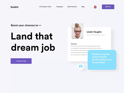 Switch - Landing Page Animation 2d animation ae after effects animation app bazen agency branding cv design graphic design hero landing page motion graphics resume tempalte templates ui uiux user interface