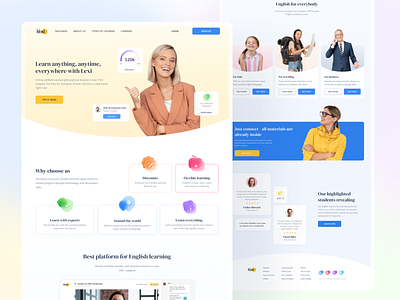 Landing Page for Online Educational Platform cards catalogue elearning experience design glass landing page responsive design ui ux
