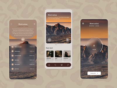 Meditation and Breathing App (Vol 2. Motivation) breath calm experience design meditation mental health mobile design player playlist product design ui ux