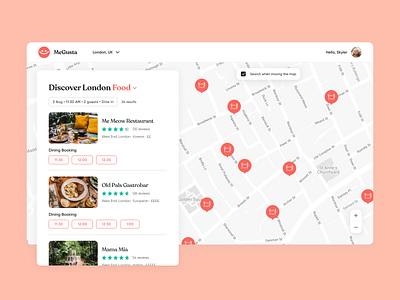 MeGusta | Restaurant Searching booking discovery filter food navigation product design restaurant search ui design uiux user experience ux design visual design web design