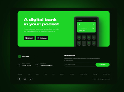 Cryptobank | Landing page - Features, FAQ and Footer Sections bank crypto design digitalbutlers exchanger faq features footer gradients green inspiration