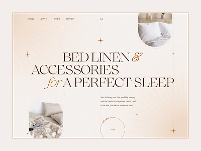 Bed Linen & Accessories For a Perfect Sleep | Hero Screen bed bed linen brown design digitalbutlers graphic design hero hero screen inspiration sleep typography ui