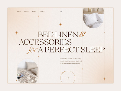 Bed Linen & Accessories For a Perfect Sleep | Hero Screen bed bed linen brown design digitalbutlers graphic design hero hero screen inspiration sleep typography ui